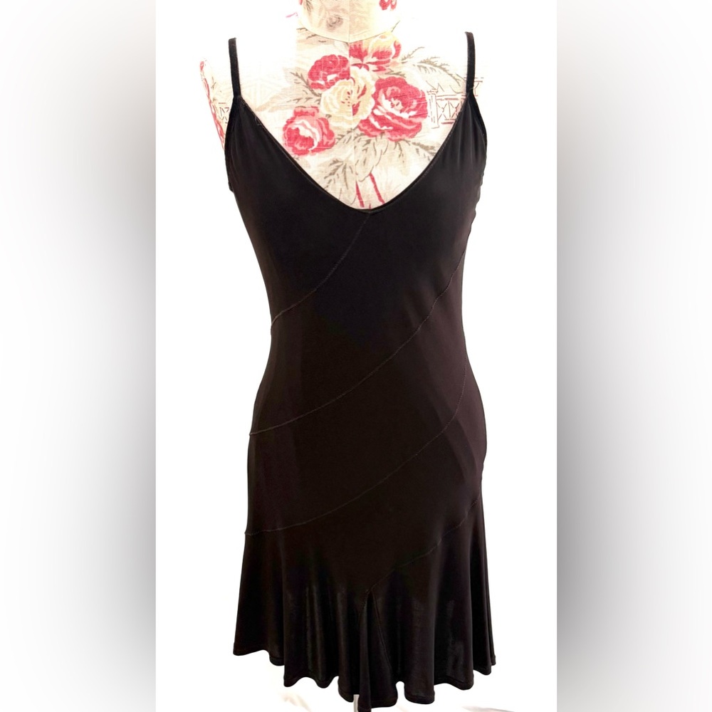 90’s Vintage Max Studio Black Spaghetti Strap Dress